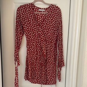 Faithfull the Brand Red Floral Long Sleeve Dress